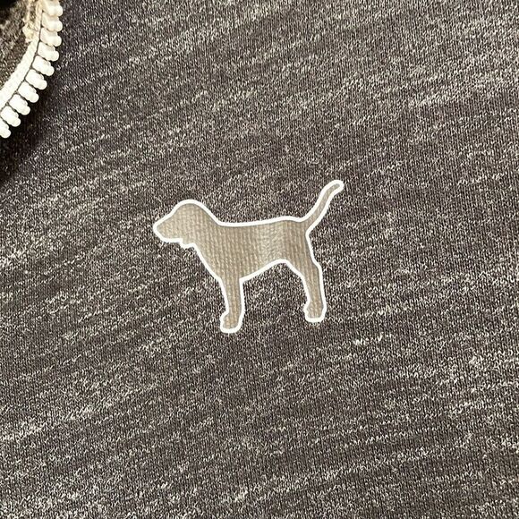 PINK Victoria’s Secret dark gray/white/yellow logo pullover, size L, NWOT - Picture 6 of 8